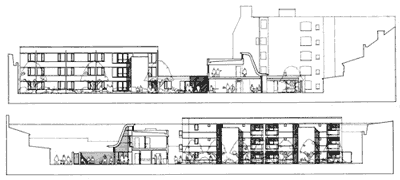 52A Goldhawk Road : Sections showing Hostel and Flats
