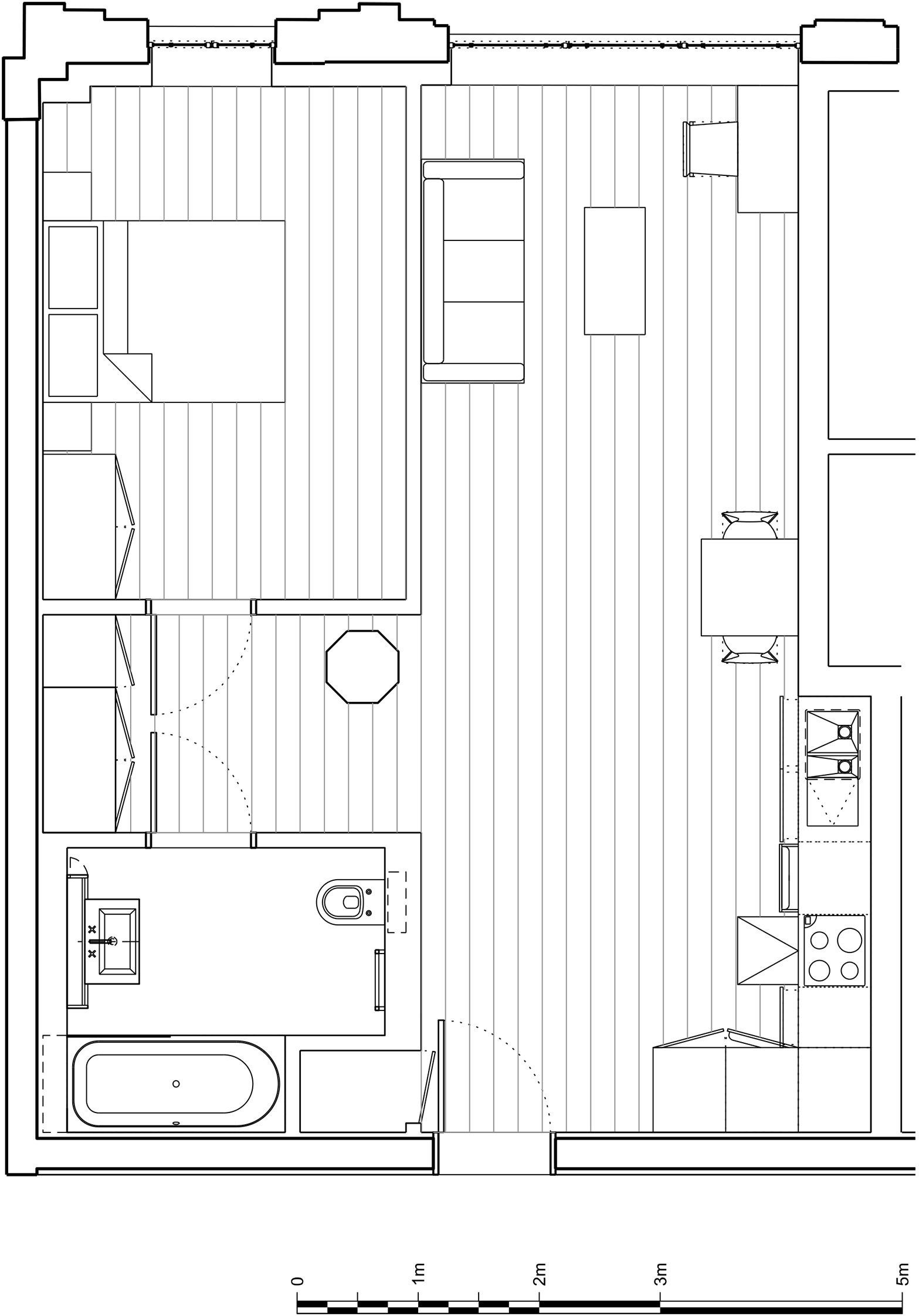 1 bed Charlotte Apartments layout
