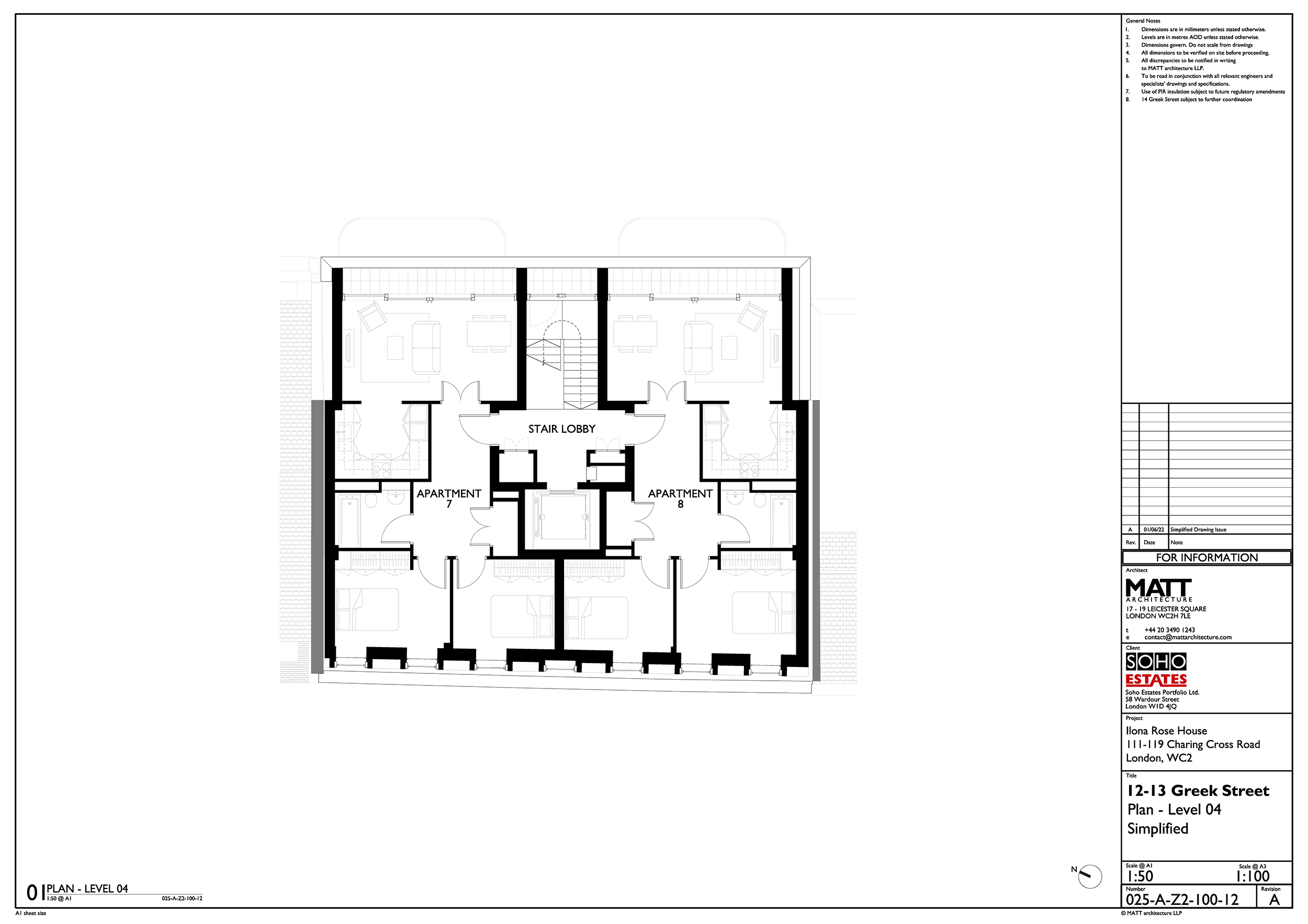 Fourth floor plan of 12-13 Greek Street