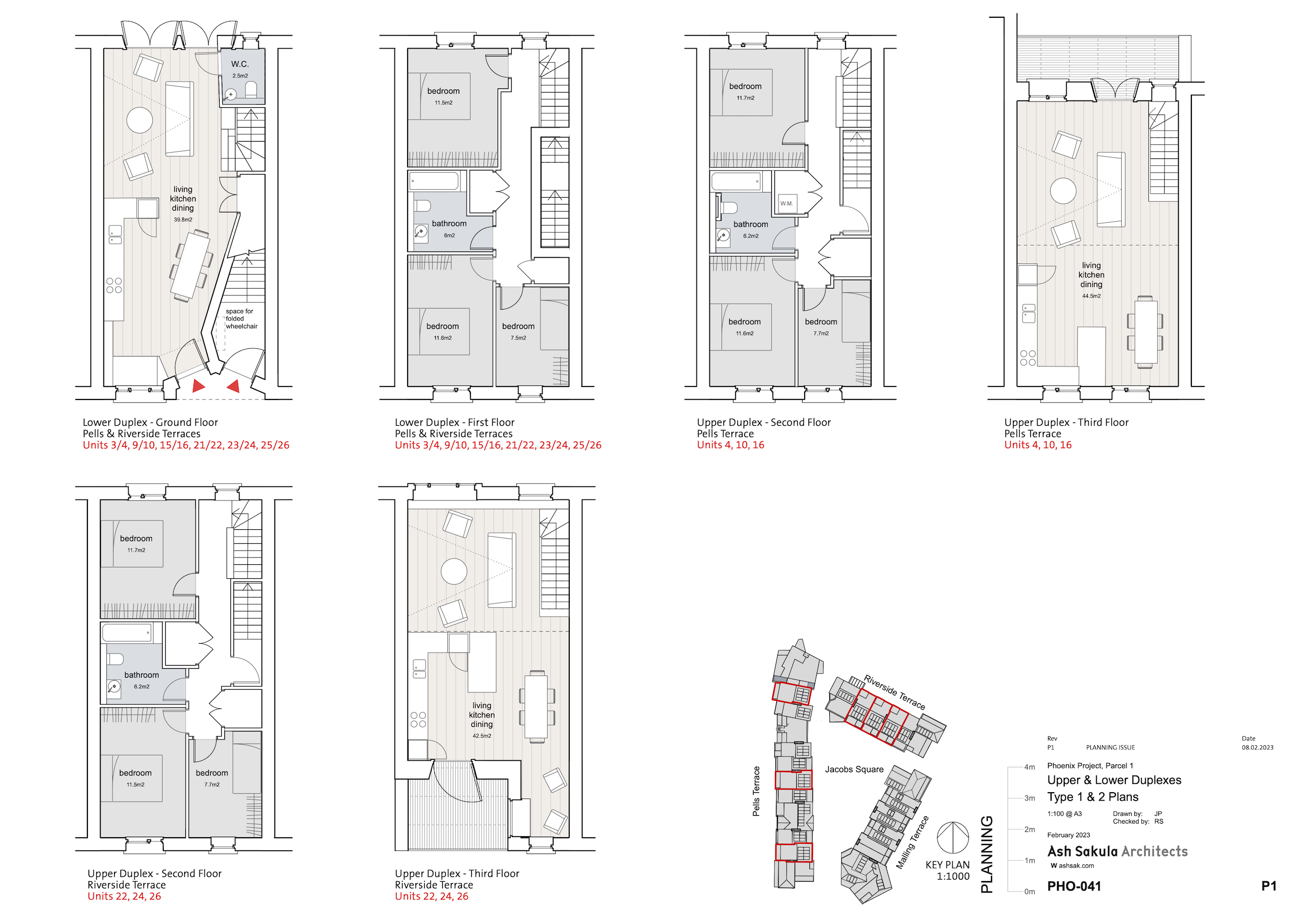 Upper and lower duplex plans