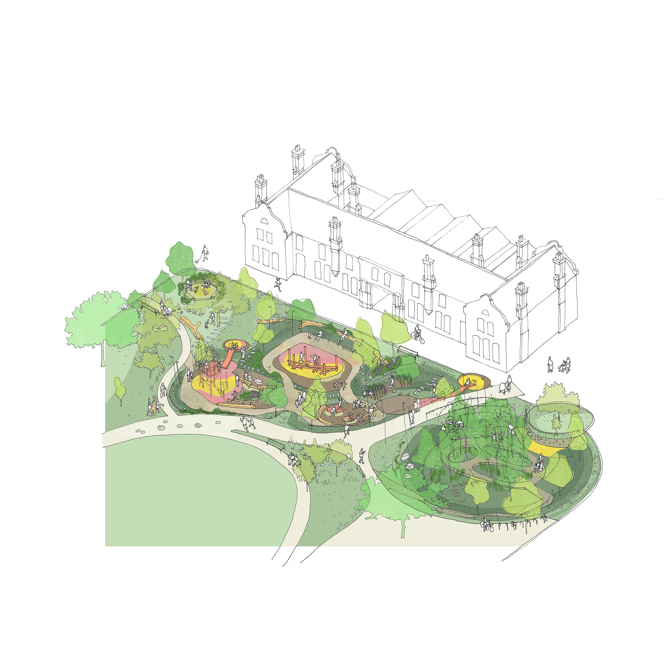 Axonometric_sketch_of_the_Peace_Garden_playground_and_biodiverse_SUDS_features_©adams-sutherland