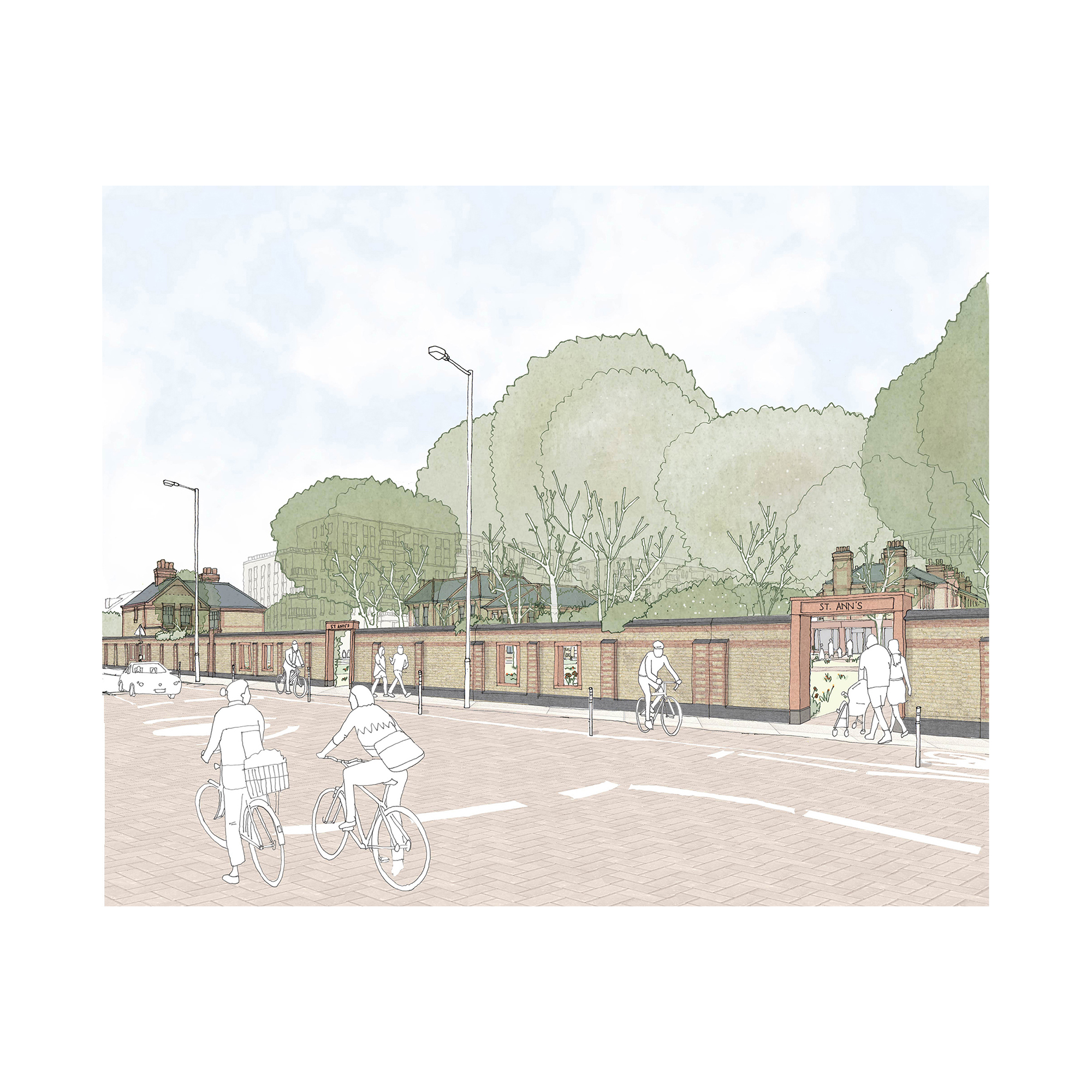 View_of_new_access_and_views_though_the_historic_wall_from_Chestnuts_Park_©Karakusevic_Carson_Architects