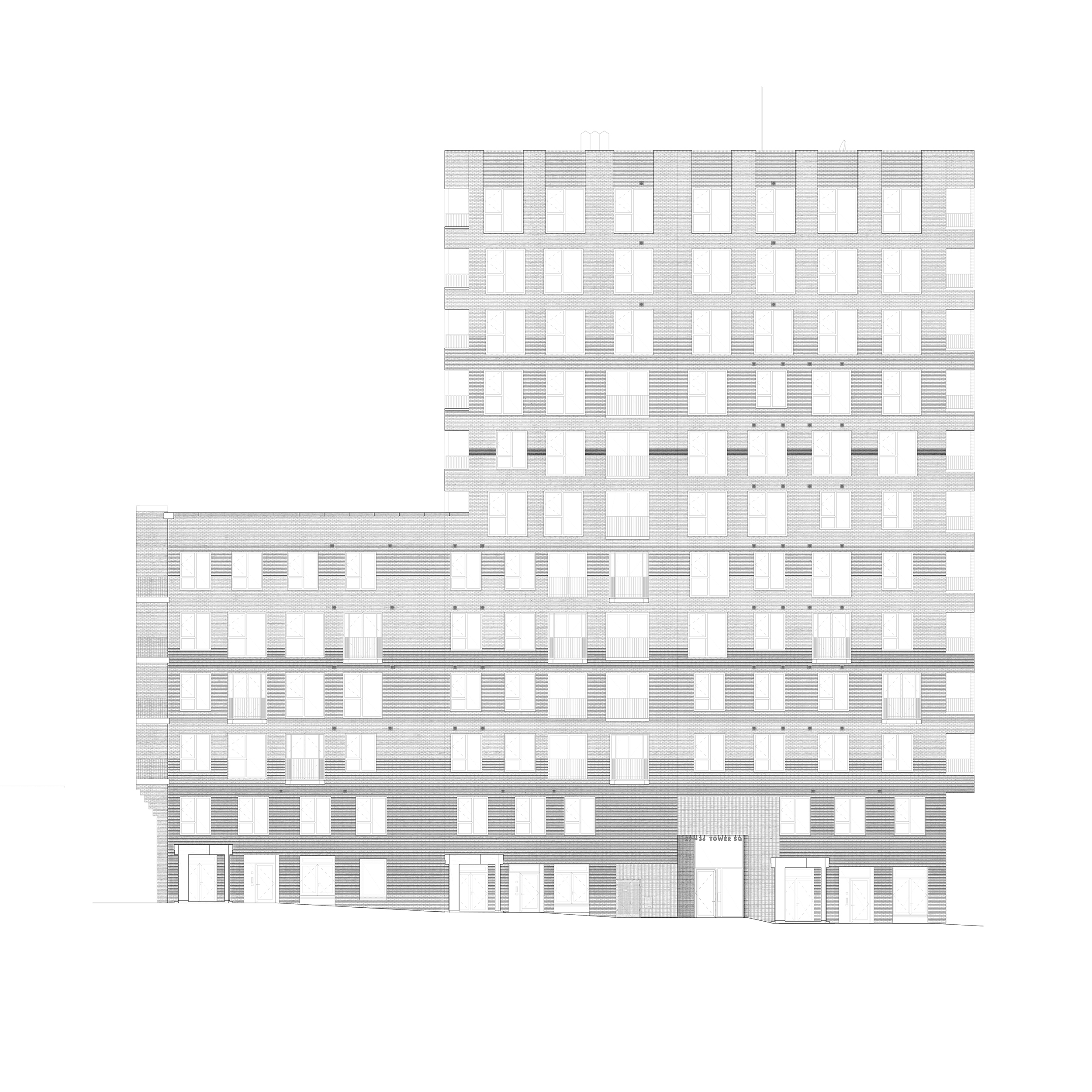 A single high-quality brick used in bands of varied bonding 