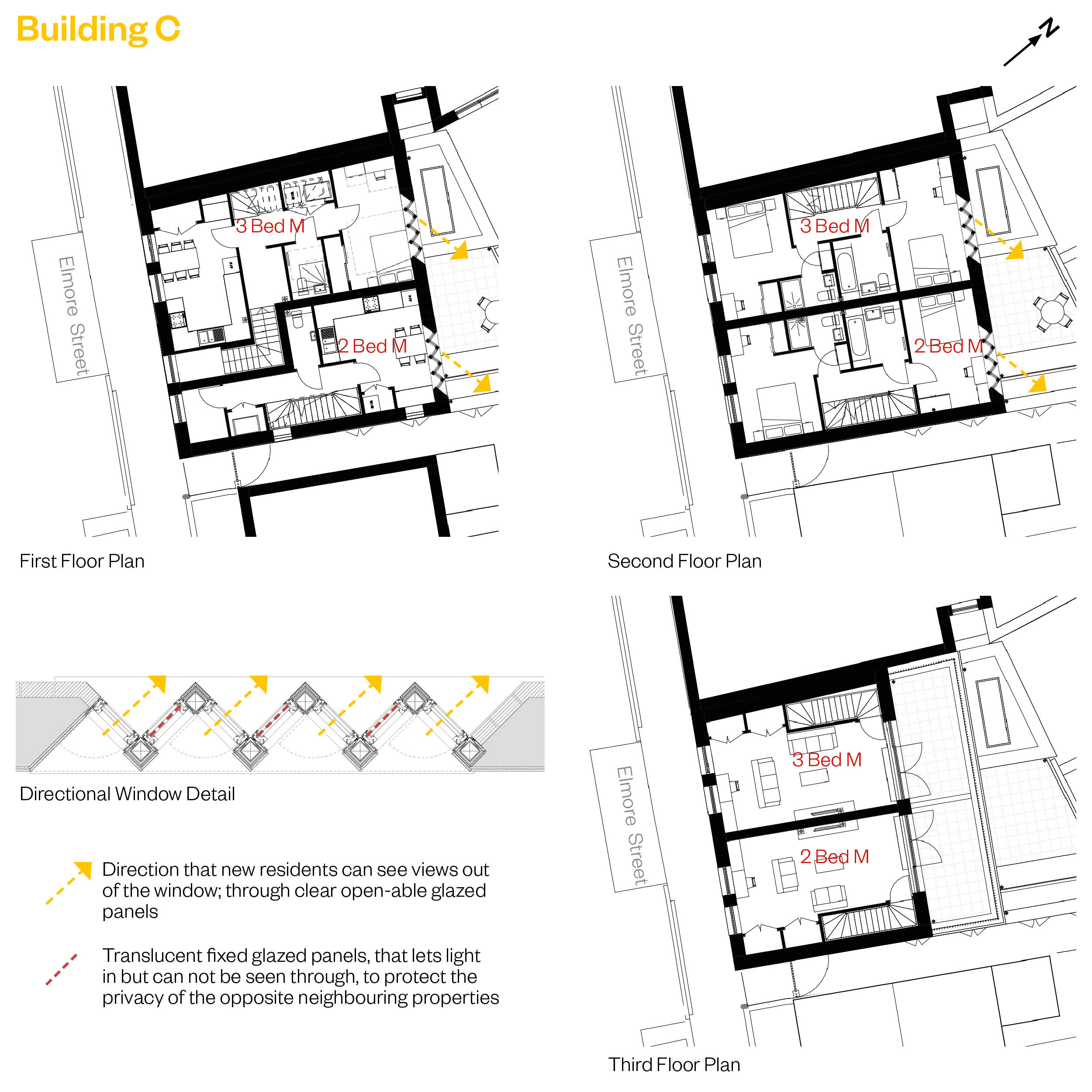 Building C plans and window detail