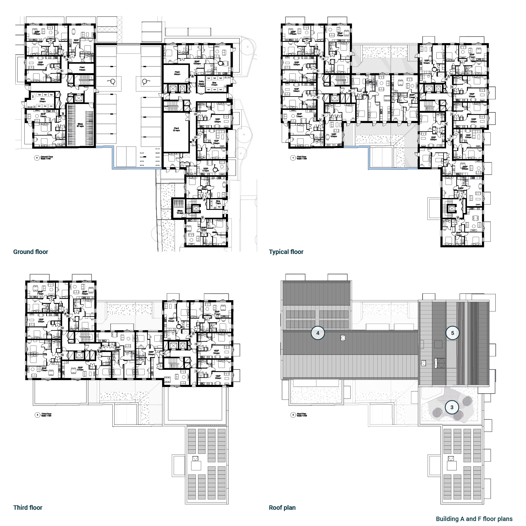 Building A & F floor plans