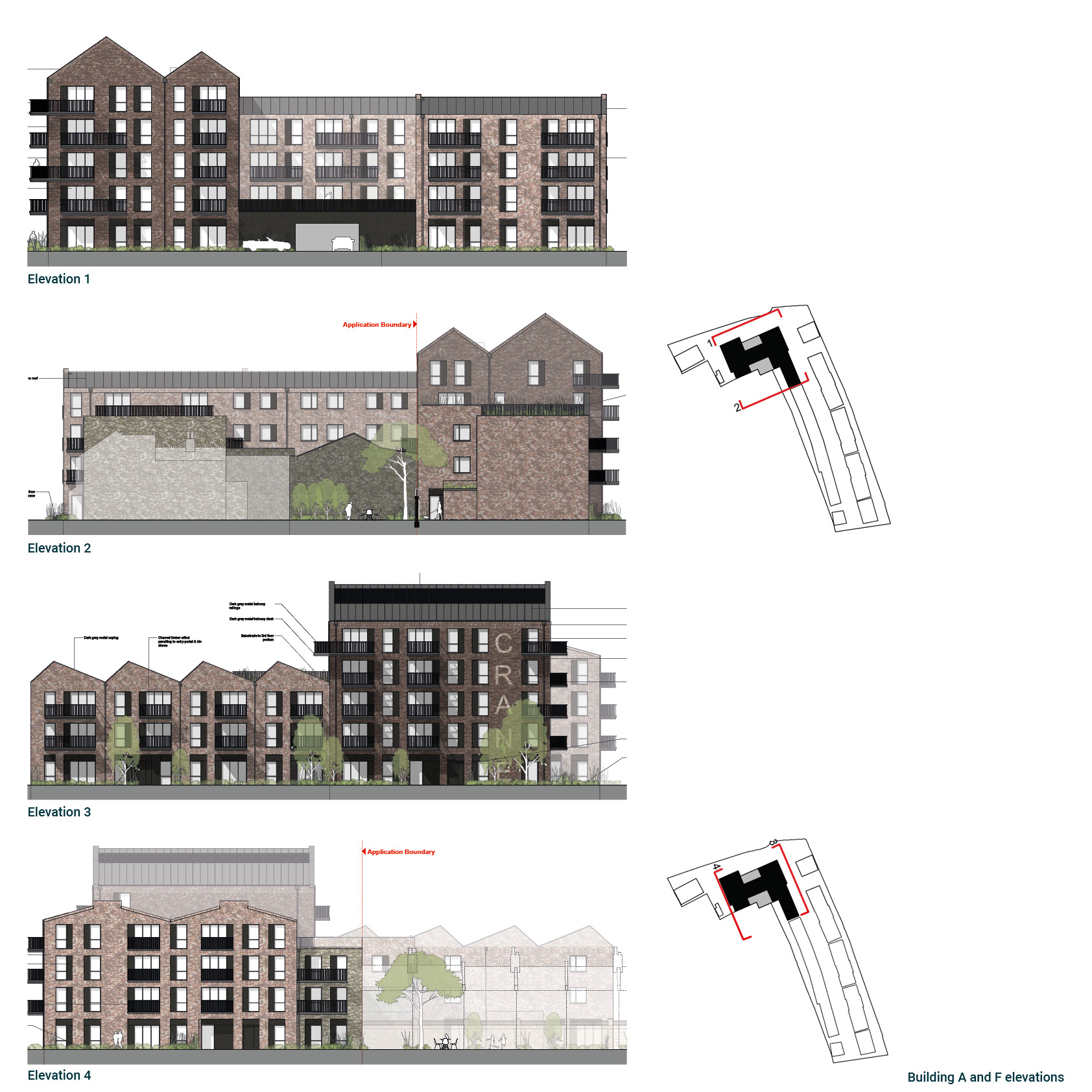 Building A & F detailed elevations