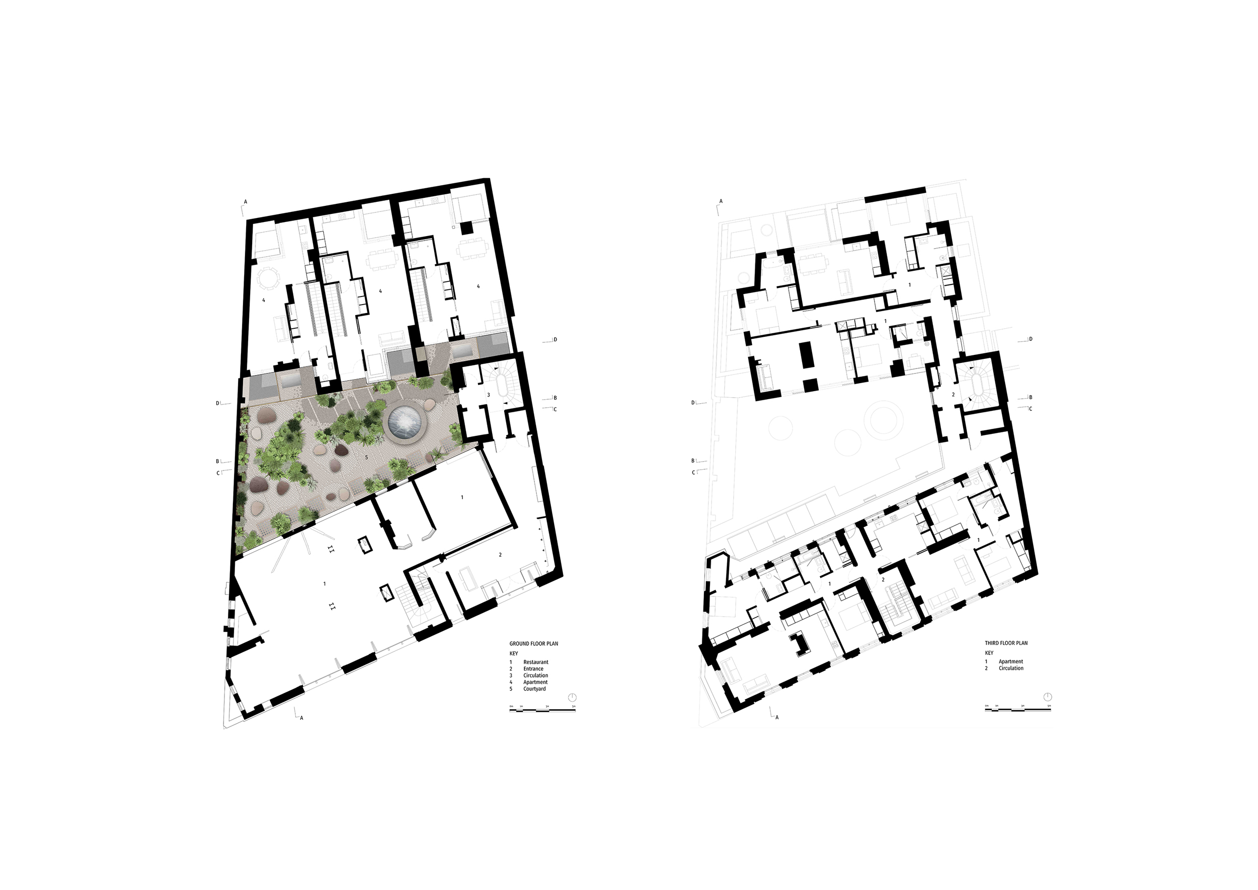 Ground floor plan and third floor plan
