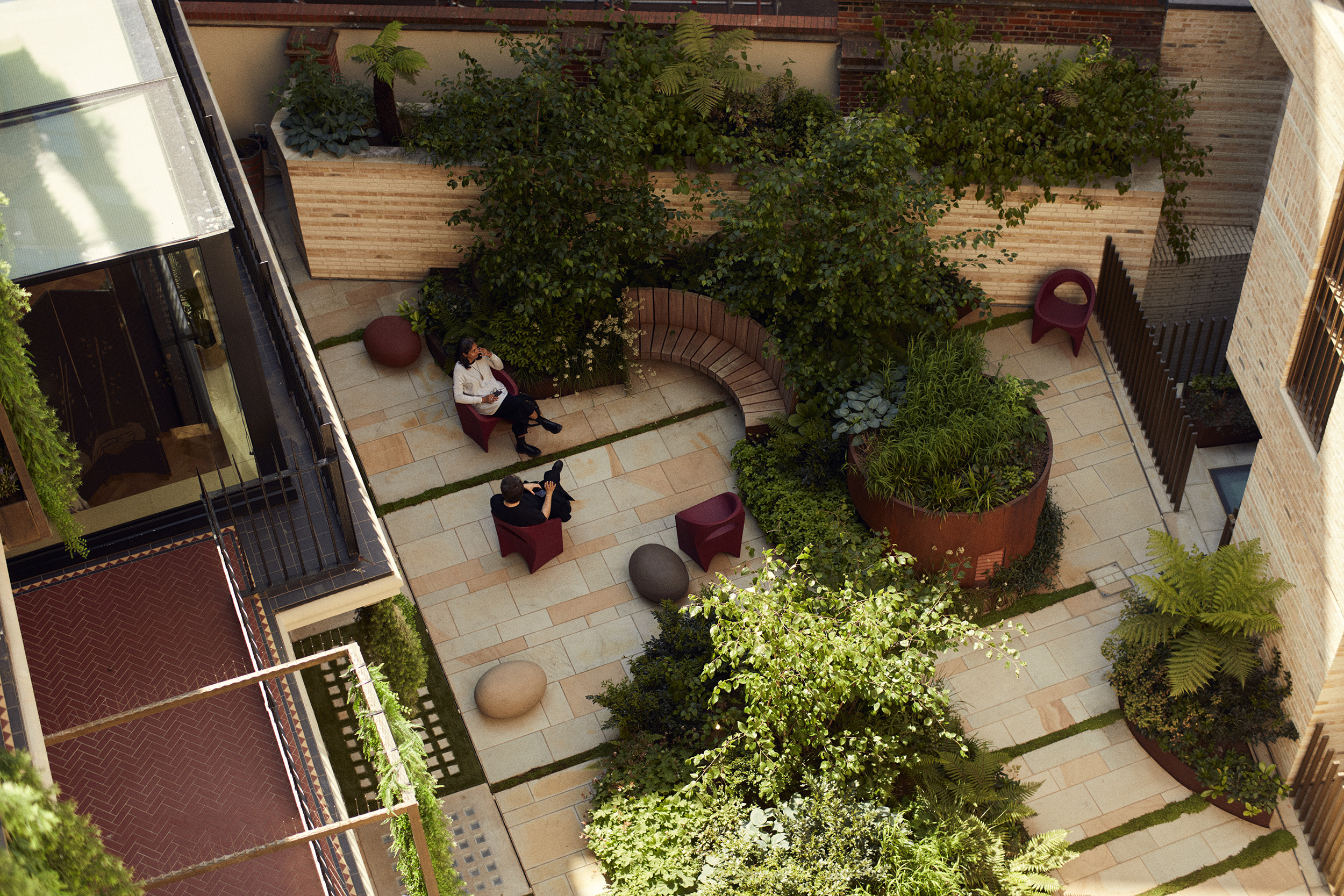Birds' eye view of courtyard