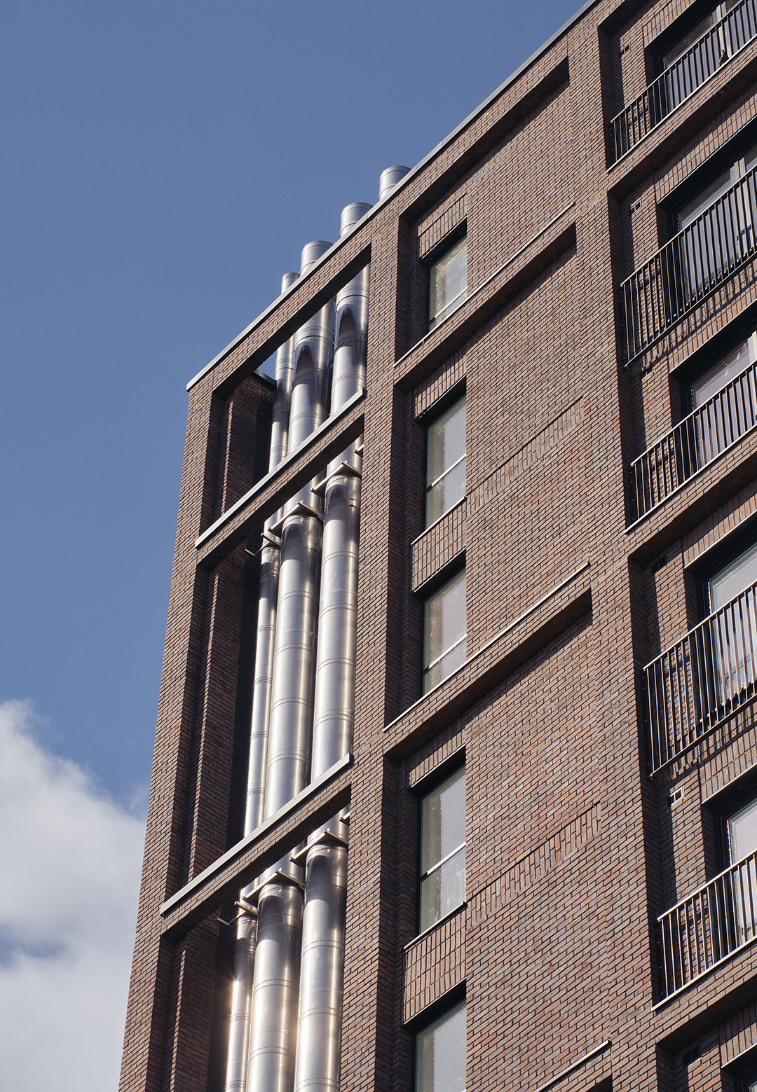 Exposed Flue Pipes from Energy Centre