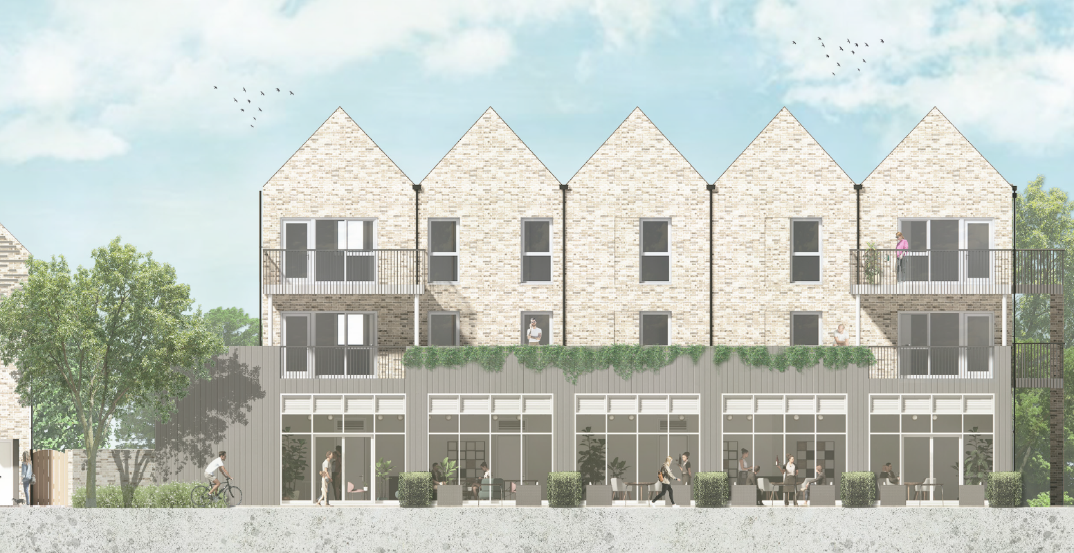 Mixed use commercial and apartment block