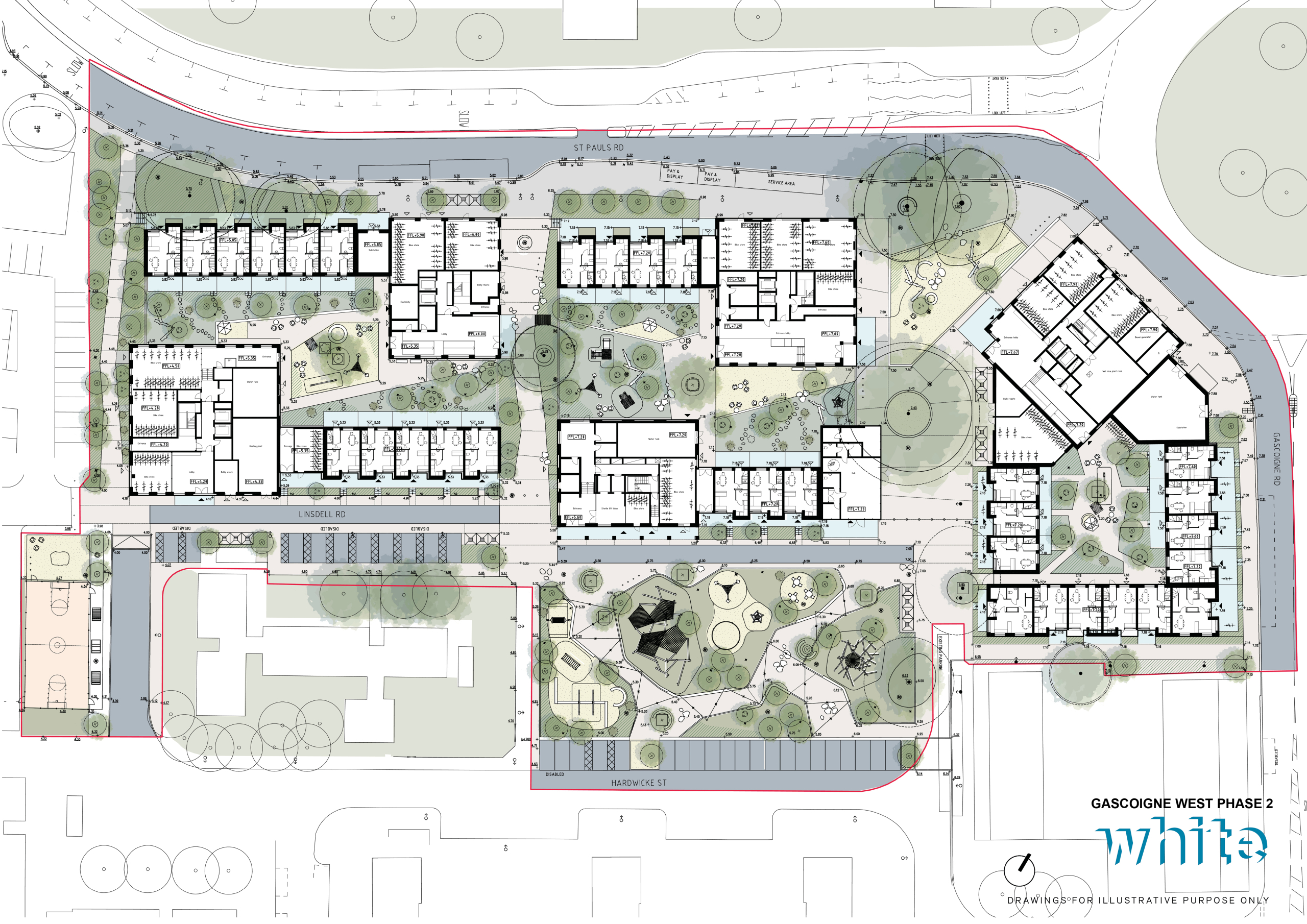 GW2_Siteplan GF layouts_White Arkitekter